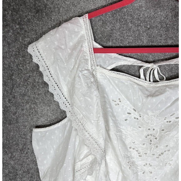 Old Navy Cap Sleeve Embroidered Lace Square Neck Top Womens Size 4X White NWT - Picture 9 of 16